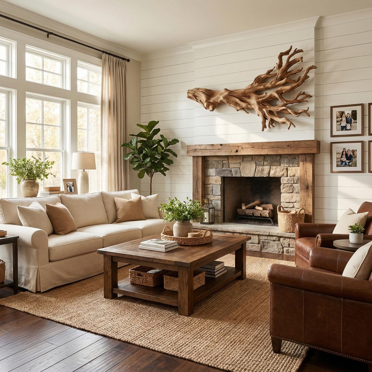 Rustic Driftwood Branch Wall Sculpture Living Room