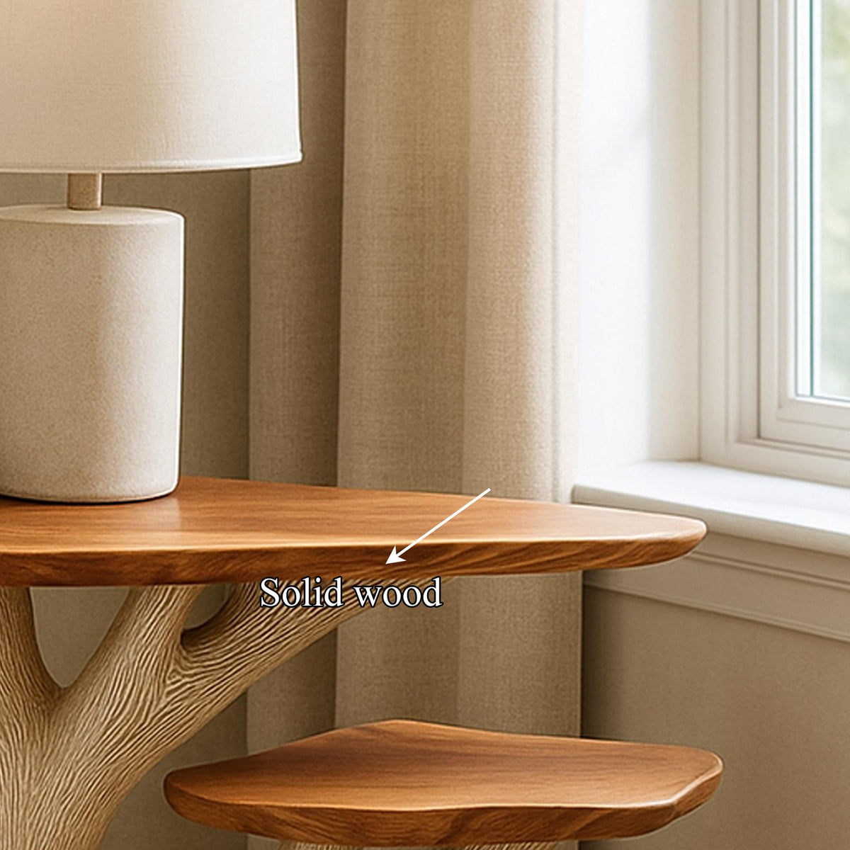 Rustic Organic Shaped Bedside Table, Handcrafted Natural Wood Nightstand & Accent End Table for Bedroom Furniture