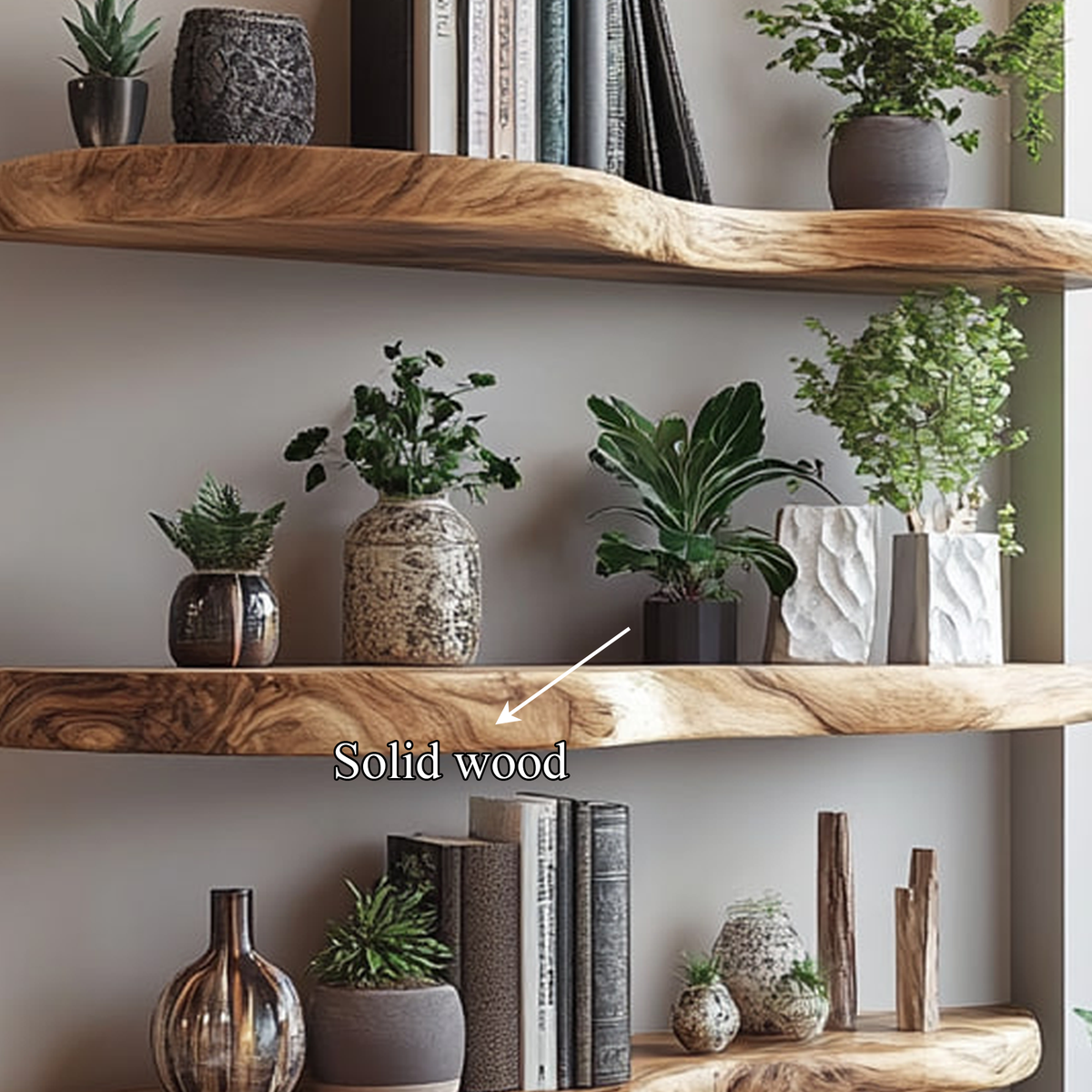 Rustic Live Edge Floating Bookshelf Living Room Or Office