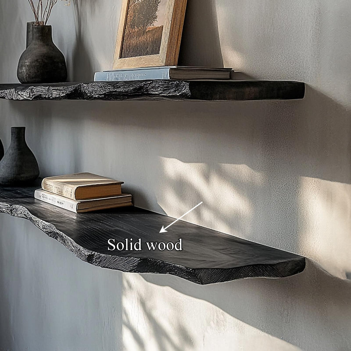 Rustic Modern Live Edge Wall Mounted Shelf Living Room Or Study Room