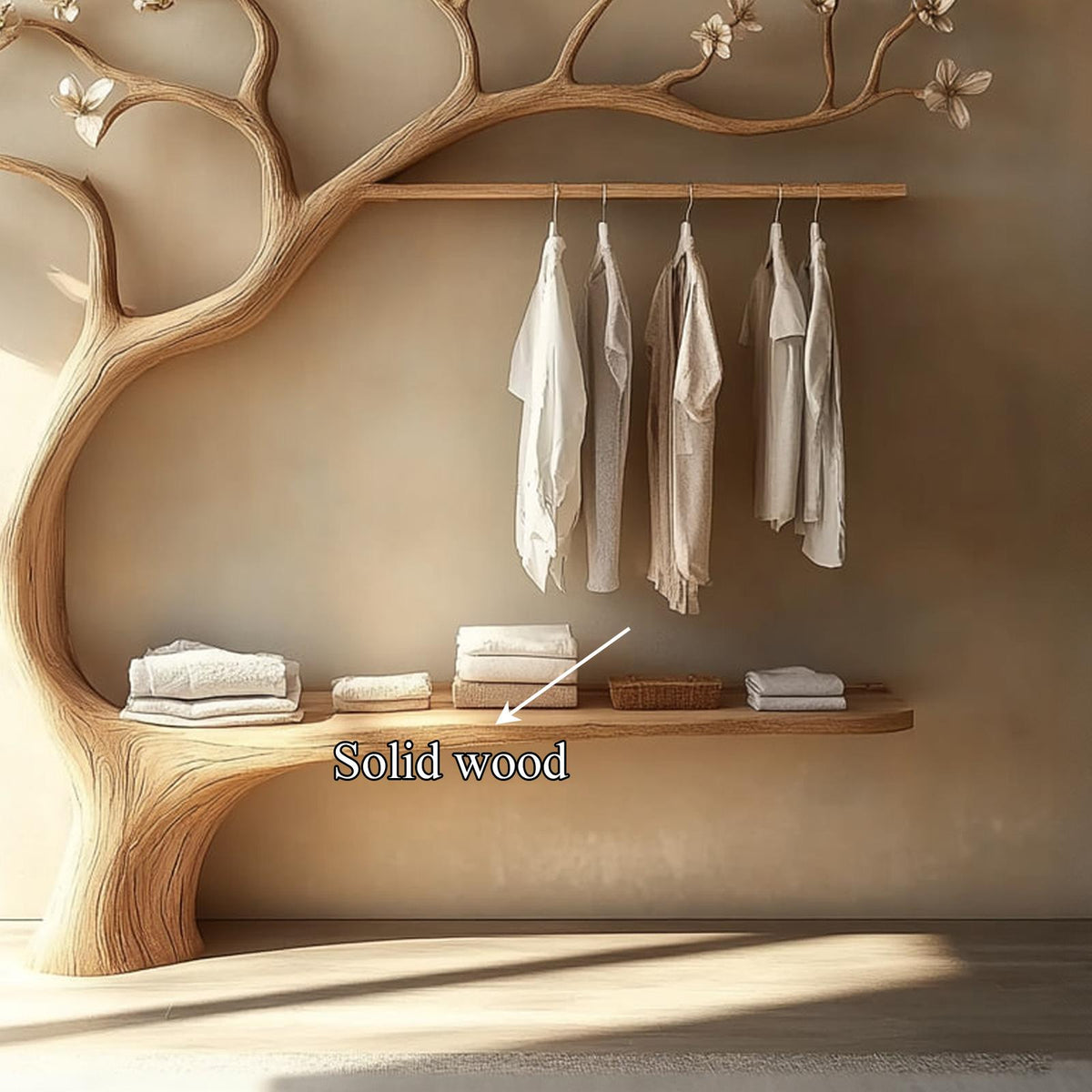 Rustic Tree Wardrobe Handcrafted Solid Wood Natural Bedroom Decor