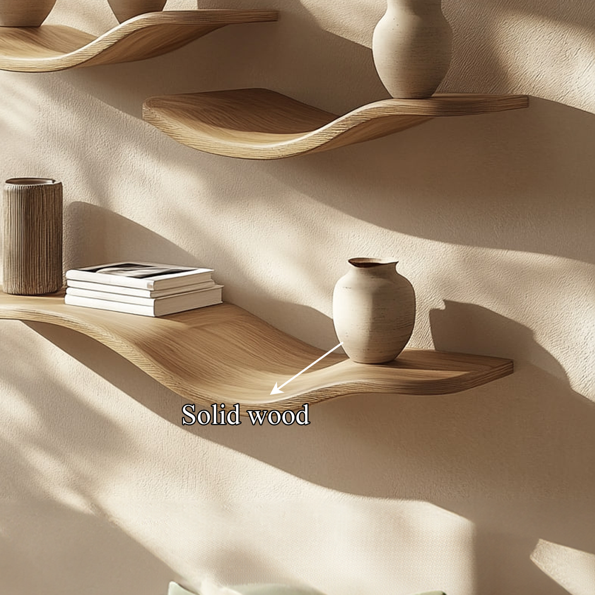 Rustic Wavy Floating Shelf Modern Living Room Wall Decor