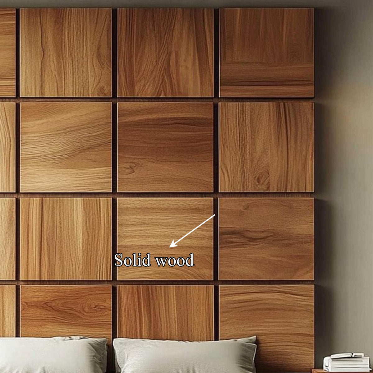 Handcrafted Wooden Panel Headboard Solid Wood Bedroom Interior Clean Line Design SINLKIDH013