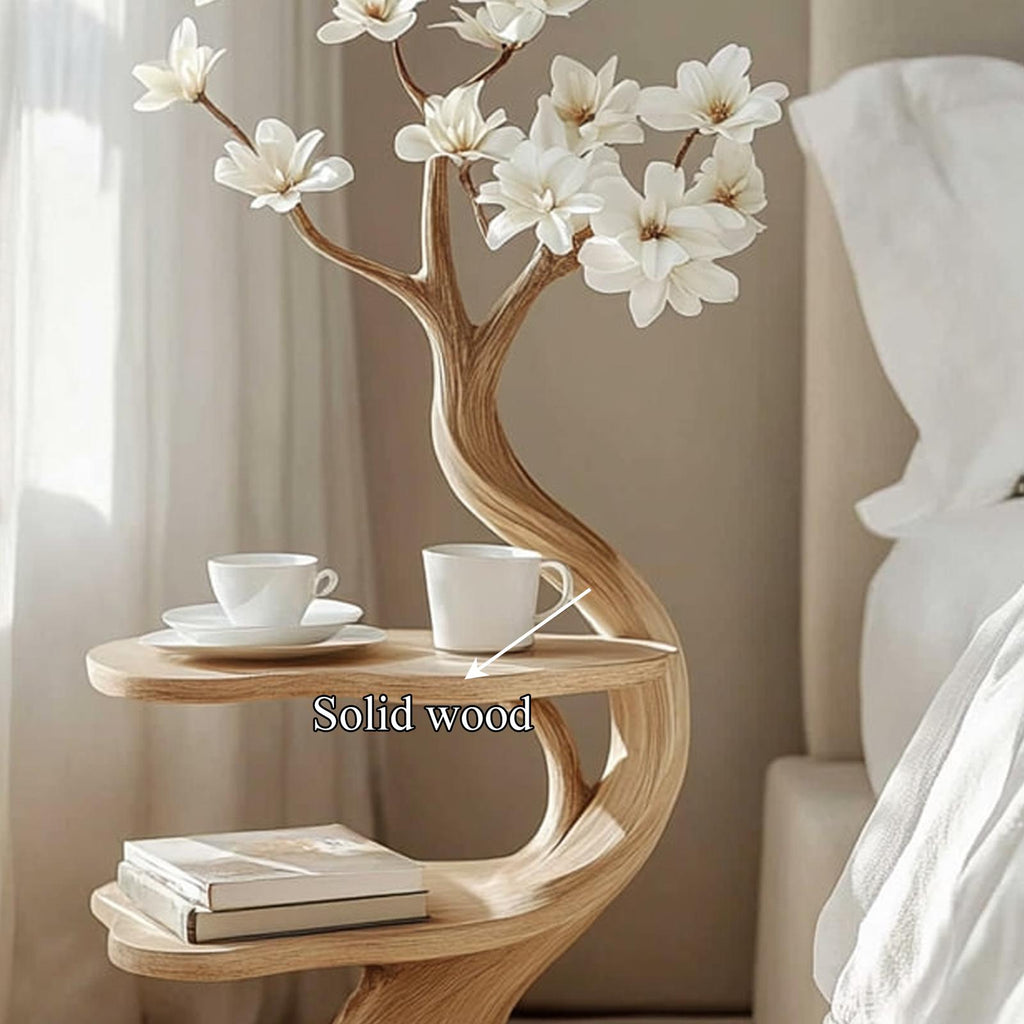 Rustic Tree Branch End Table, Handcrafted Wood Accent Side Table & Bedside Nightstand for Bedroom, Entryway Nook