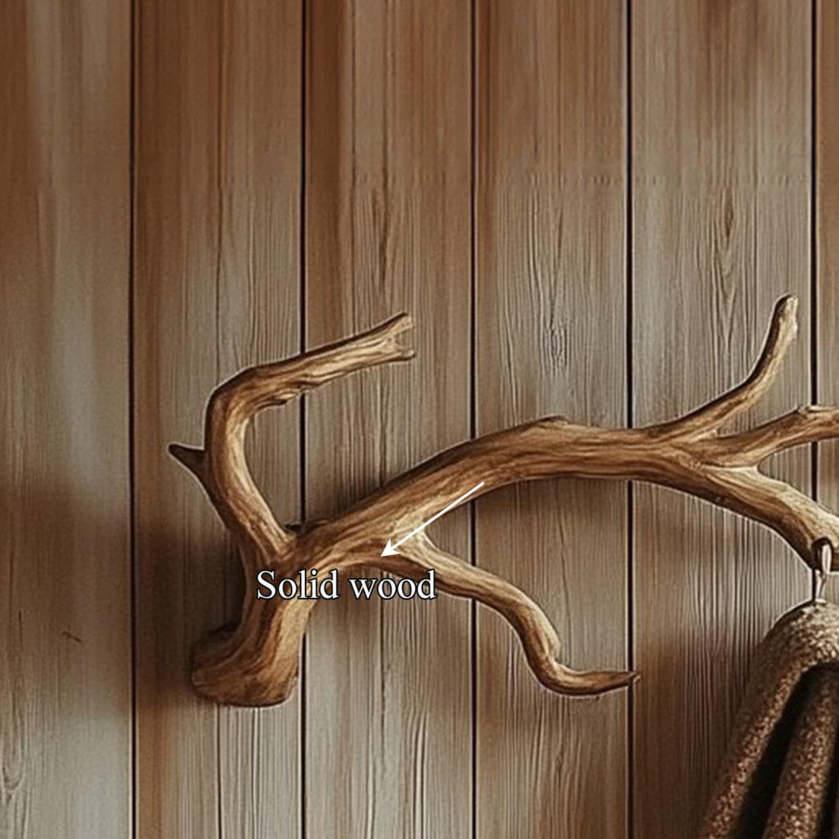 Rustic Branch Wall Hook Solid Wood Entryway Decor