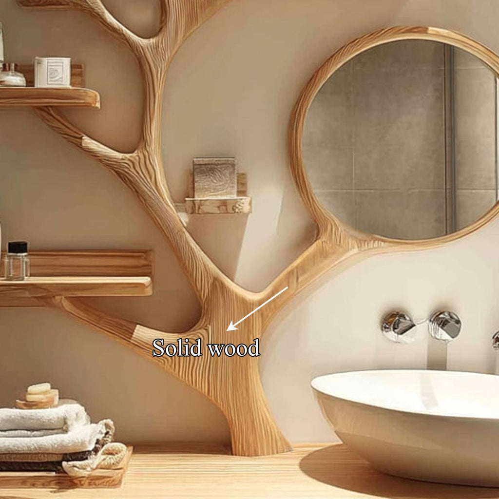 Rustic Organic Wood Tree Trunk Vanity, Live Edge Single Vessel Sink Stand for Bathroom & Spa, Model