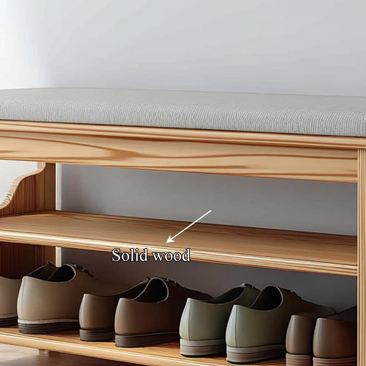 Midcentury Farmhouse Bench Shoe Rack Entryway