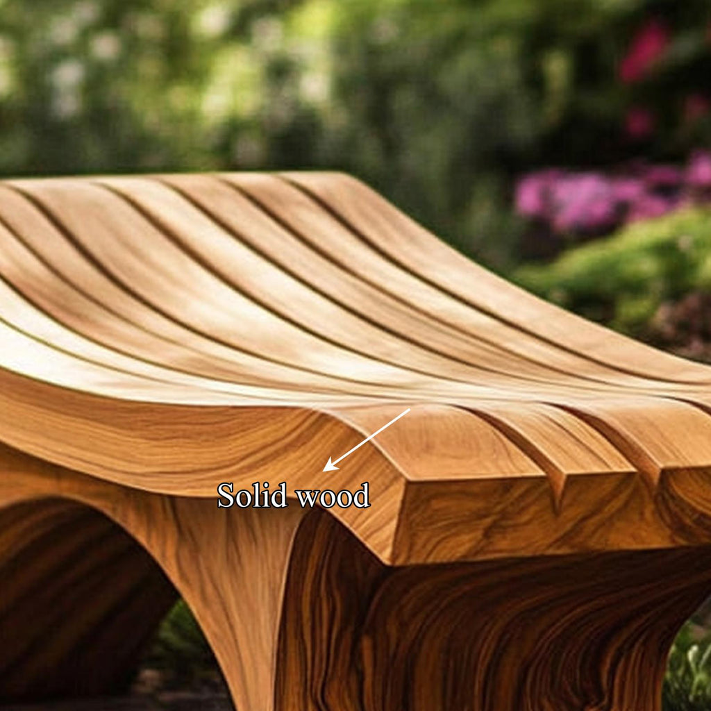 Sculptural Modern Outdoor Wood Bench Garden Patio