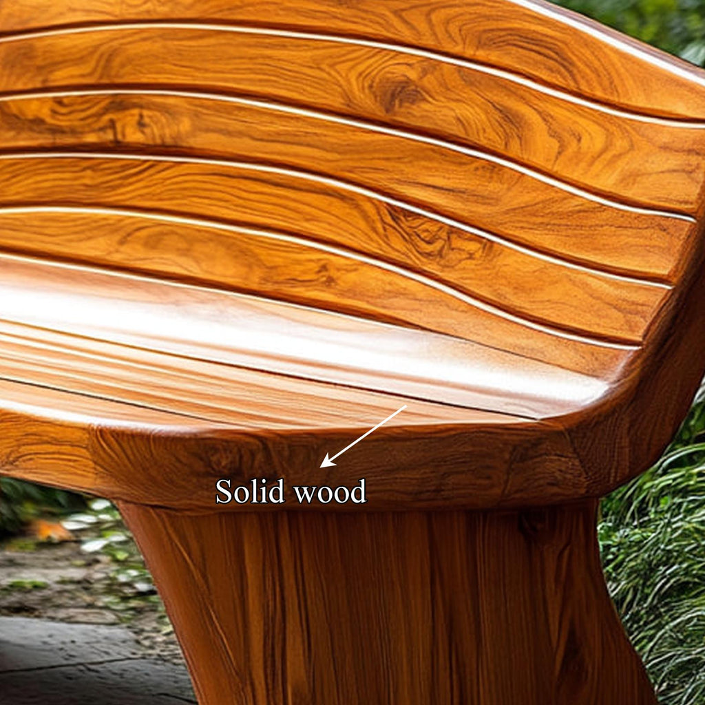 Sculptural Modern Wood Bench Outdoor Garden Or Entryway