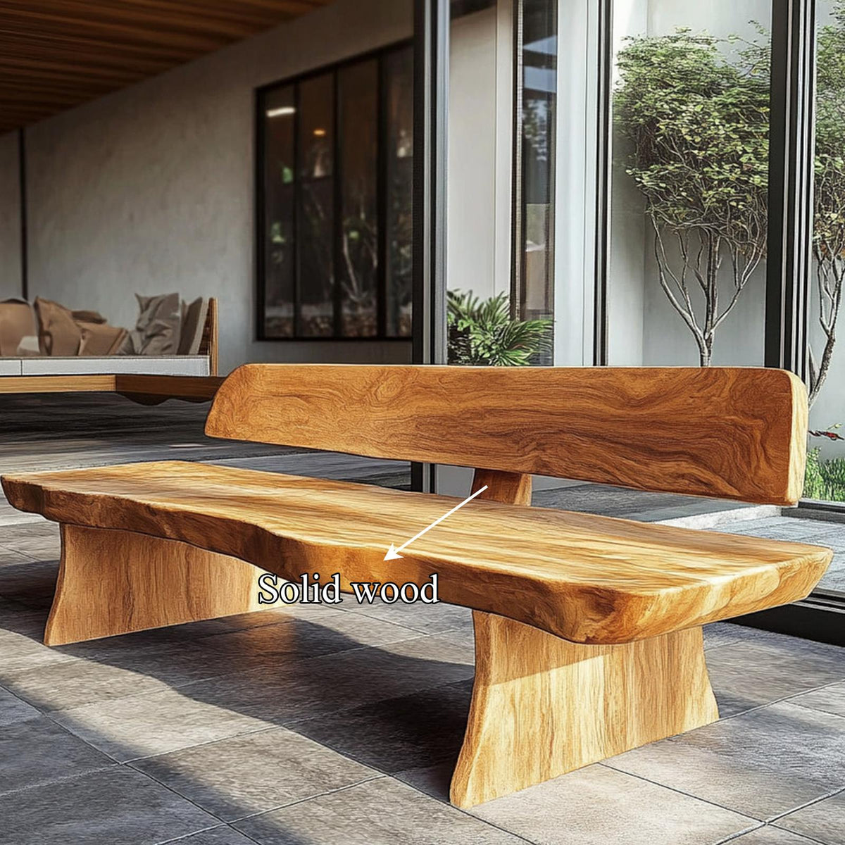 Modern Rustic Wood Bench Patio Indoor Outdoor