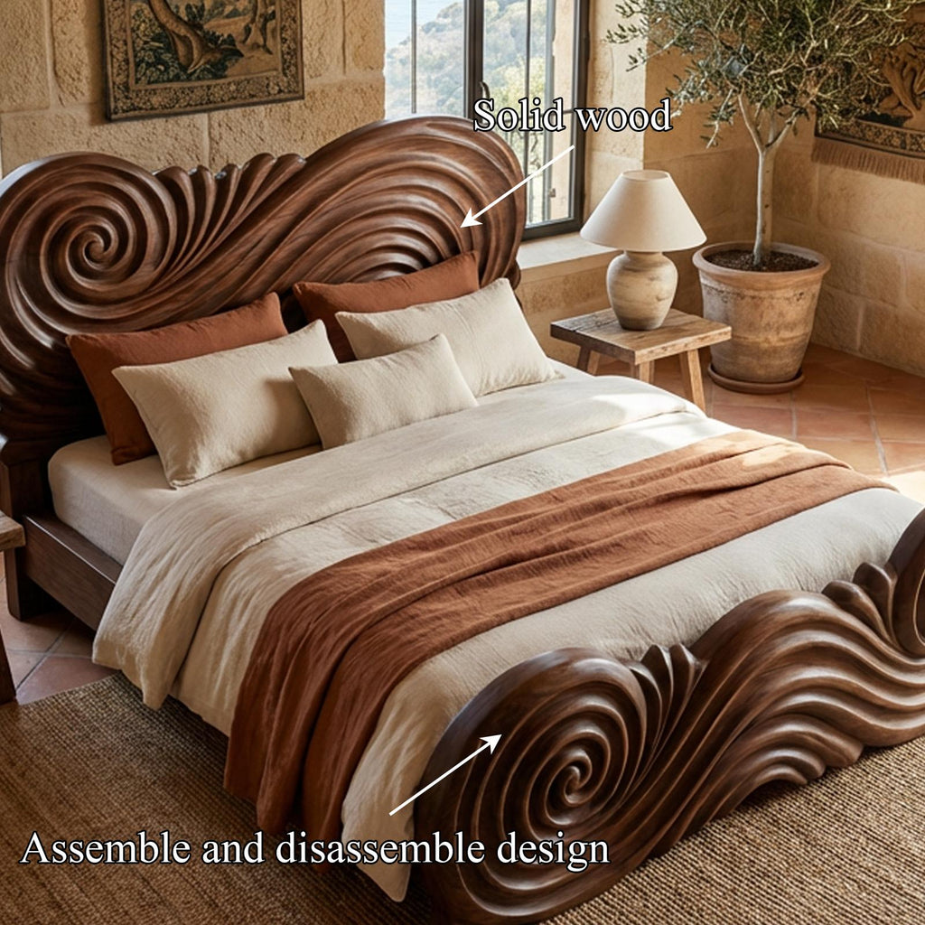 Rustic Curved Silhouette Bed Frame For Bedroom And Home Interior