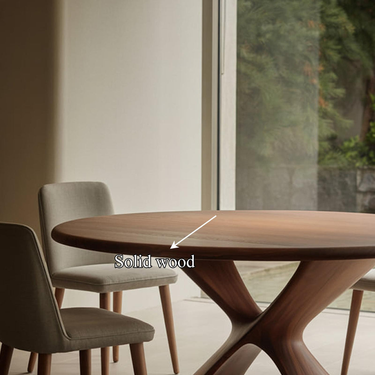 Organic Round Wooden Dining Table, Modern Minimalist Pedestal Kitchen Dinner Table for Dining Room