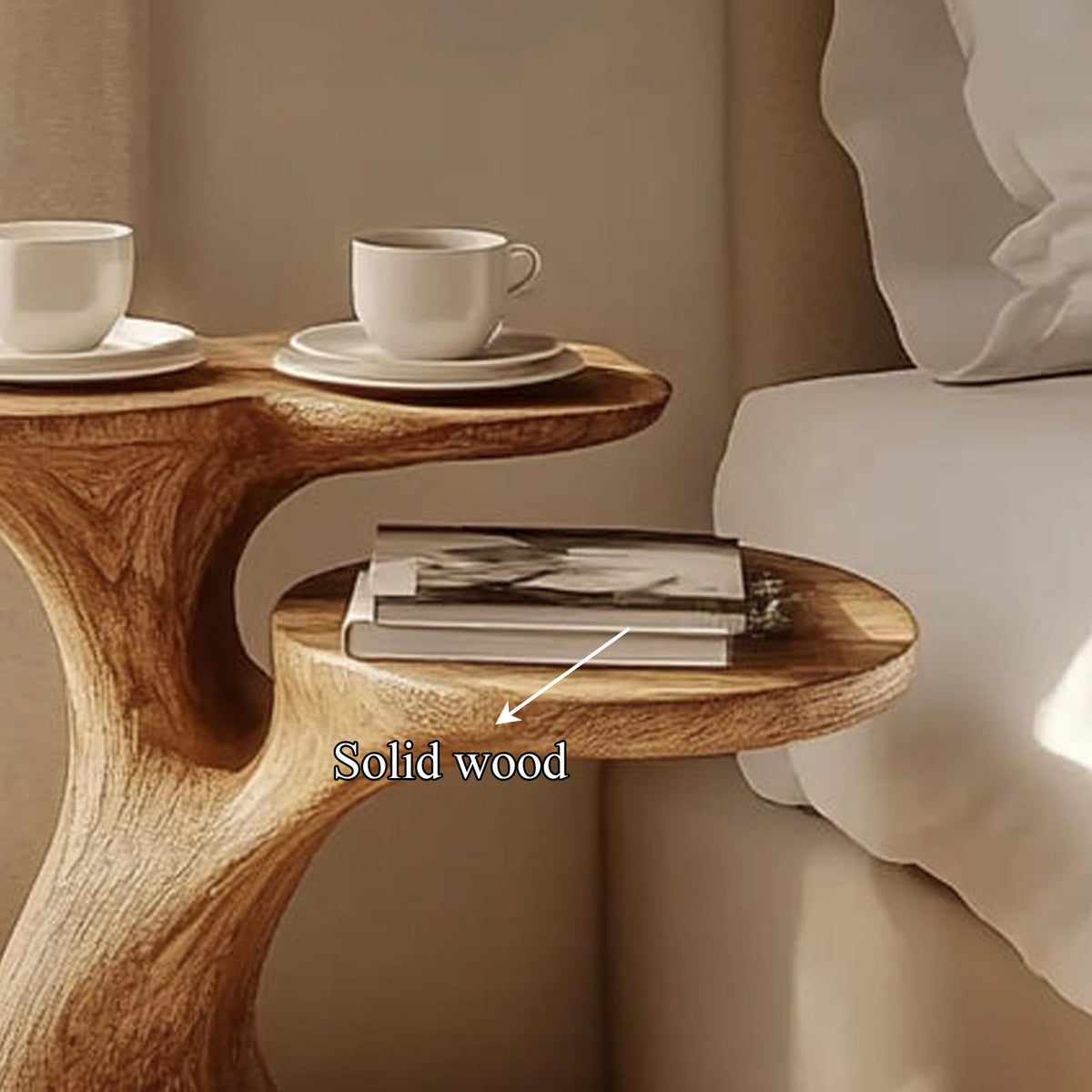 Handcrafted Rustic Wood End Table, Decorative Bedroom Accent Nightstand & Small Side Table for Cozy Living Room