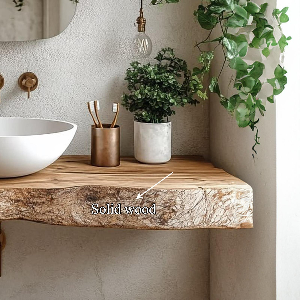 Midcentury Floating Shelf Handmade Vanity Bathroom