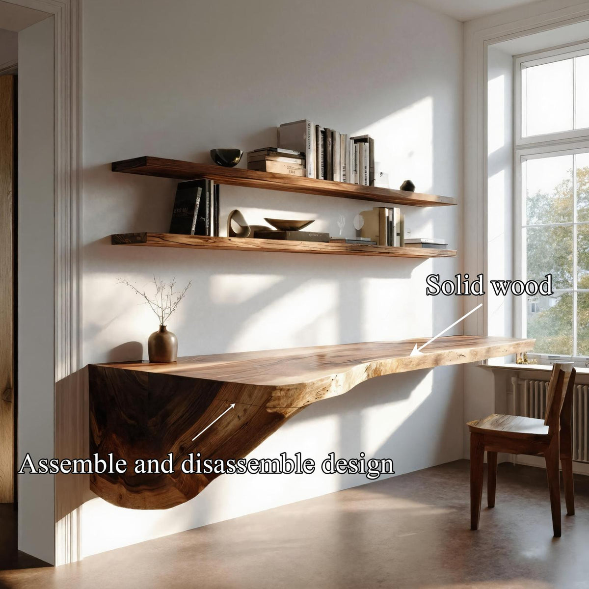 Organic Floating Desk For Home Office Or Living Space