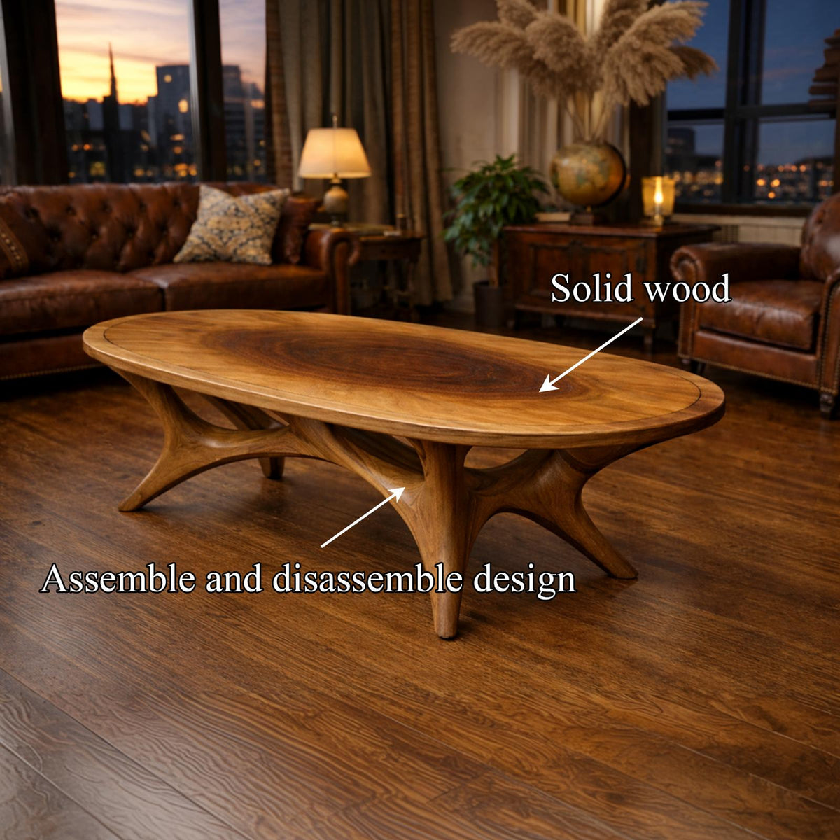 Spry Interior Refined Sculptural Solid Wood Coffee Table, Handcrafted Abstract Center Table for Chic Living Room Interiors, SINLKICF303