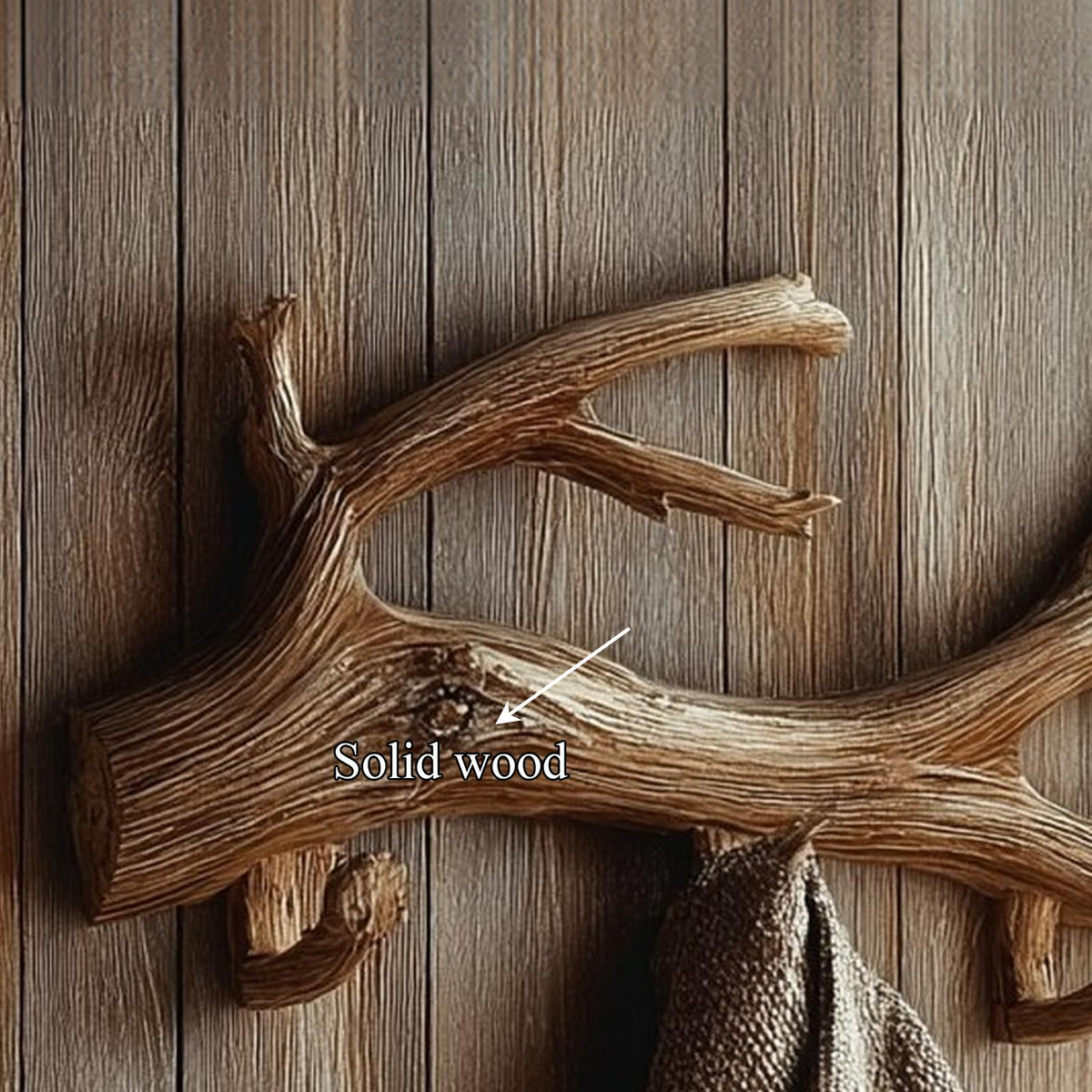 Rustic Tree Branch Wall Hook, Handcrafted Solid Wood Coat Rack, Natural Driftwood Wall Hanger for Entryway Mudroom