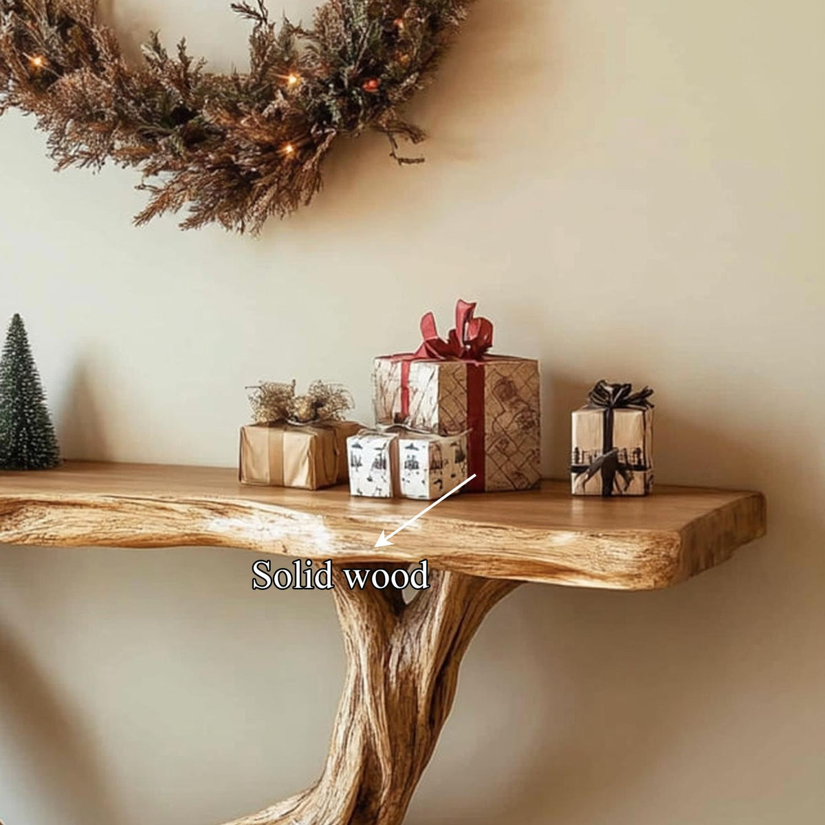 Mid Century Modern Entryway Table, Organic Carved Wood Legs, Compact Console Table for Living Room Corner