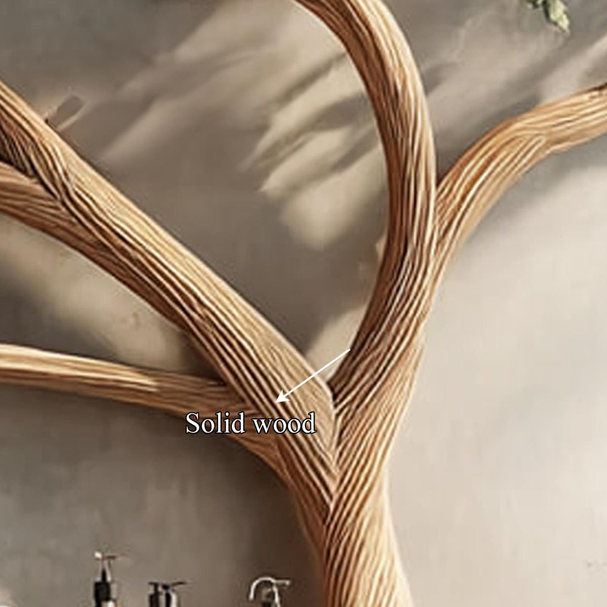 Rustic Organic Tree Branch Wall Mounted Vanity, Live Edge Wood Floating Bathroom Sink Stand, Model