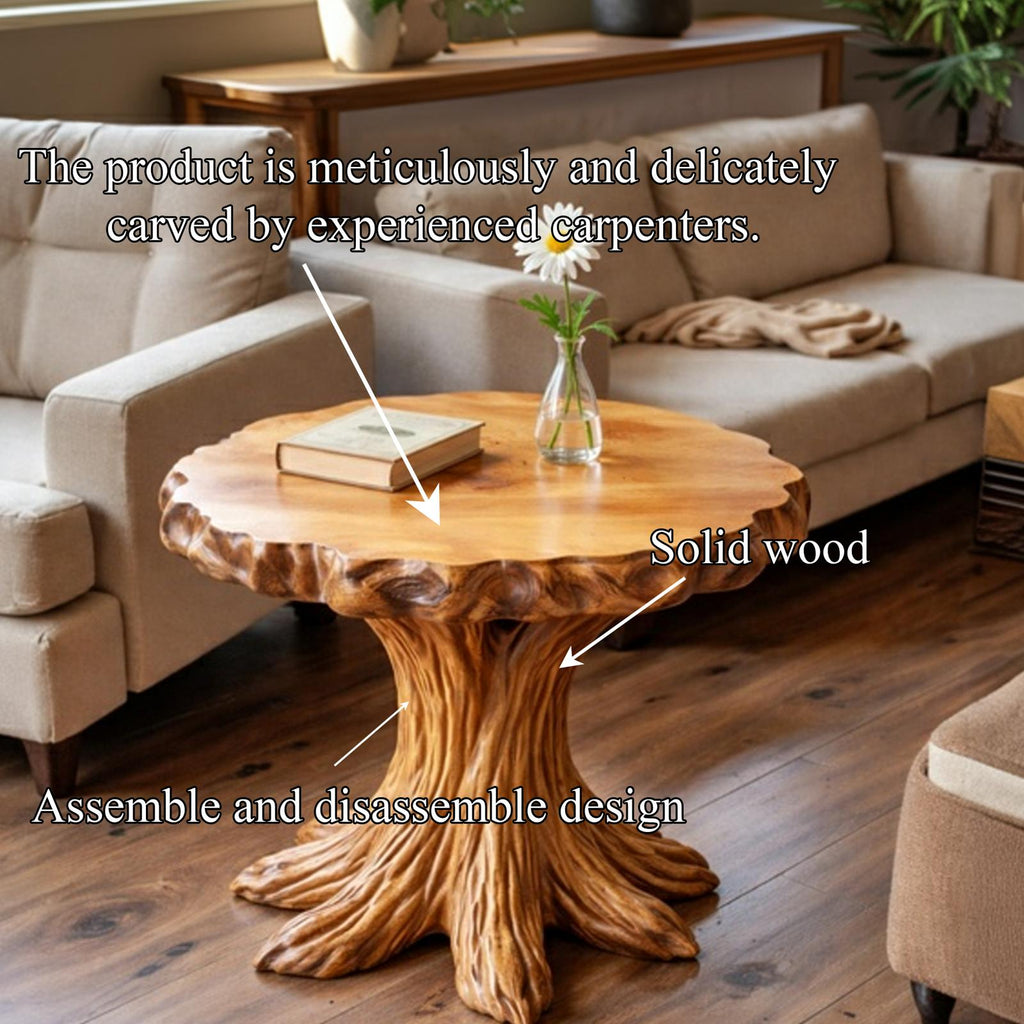 Rustic Tree Stump SIde Table For Living Room And Cabin