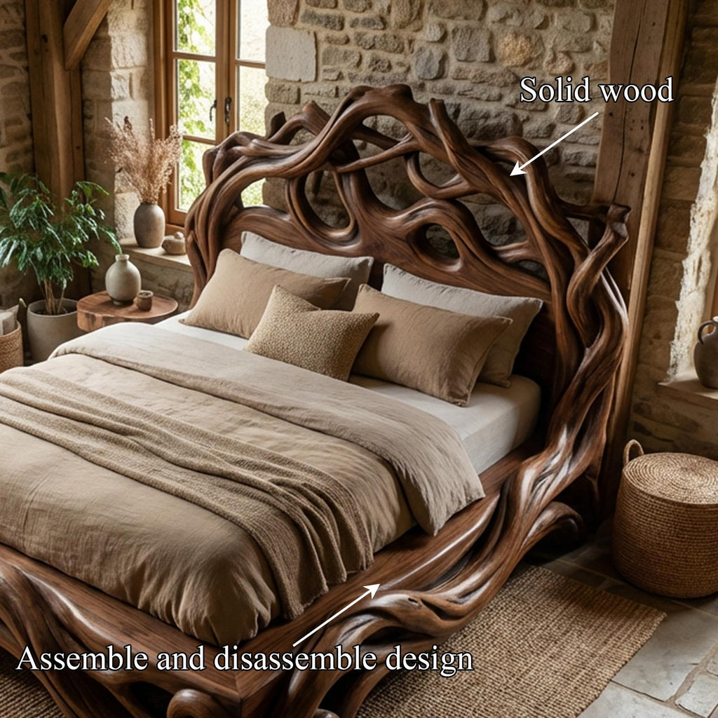 Rustic Platform Style Bed For Bedroom Or Private Room