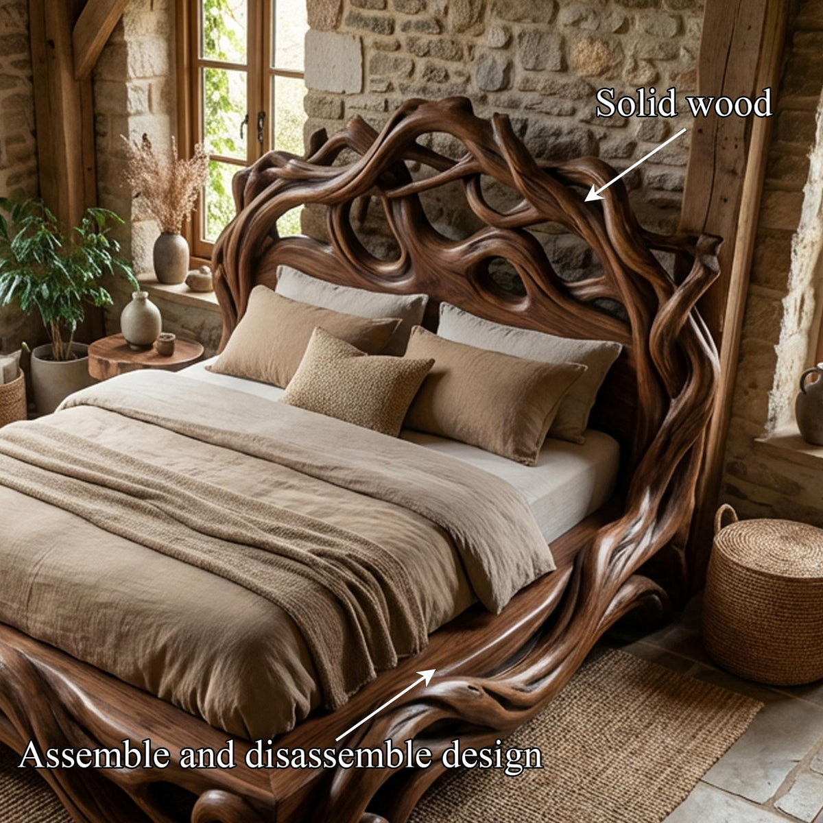 Rustic Platform Style Bed For Bedroom Or Private Room