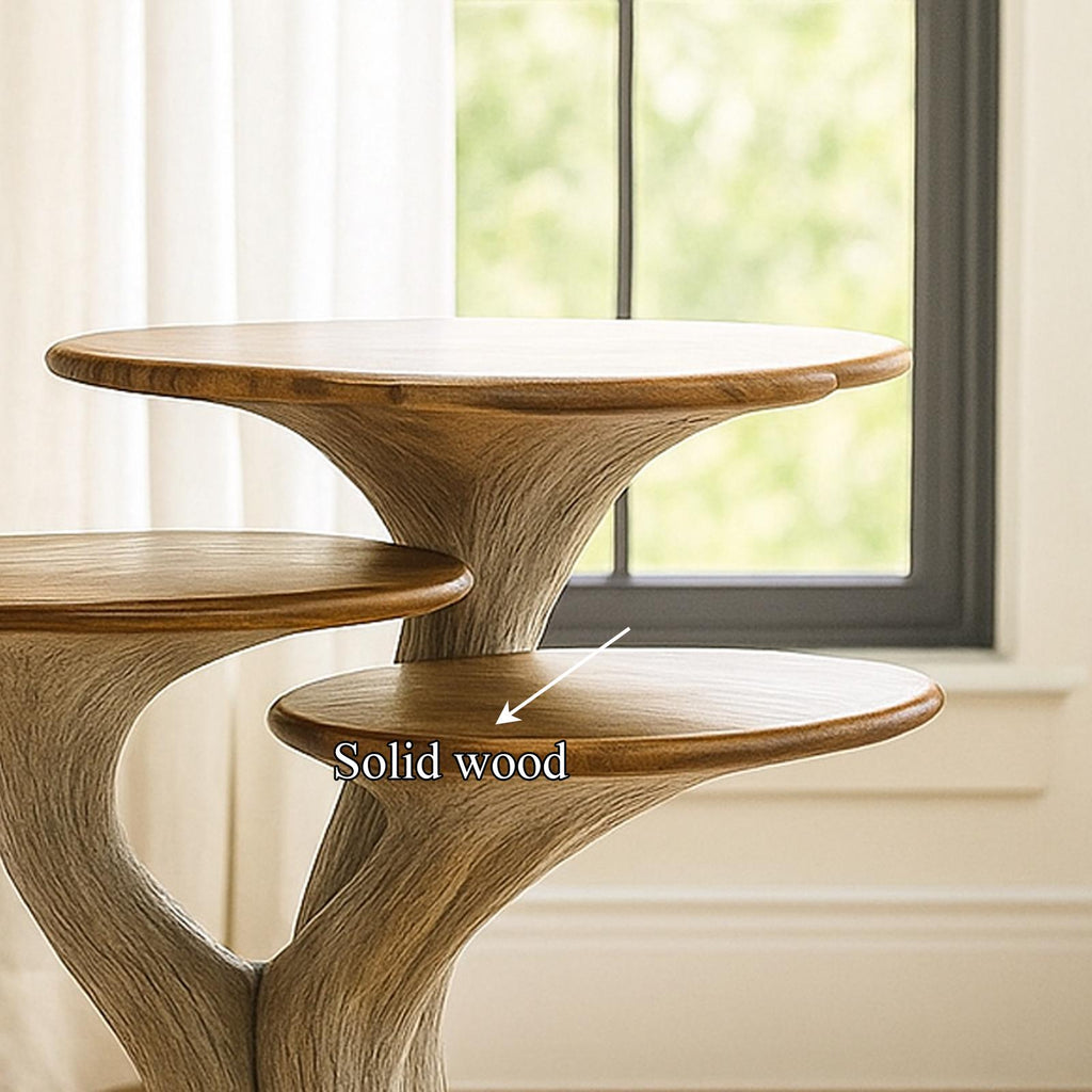 Rustic Tree Trunk End Table, Handcrafted Live Edge Wood Side Table & Accent Nightstand for Living Room, Bedroom