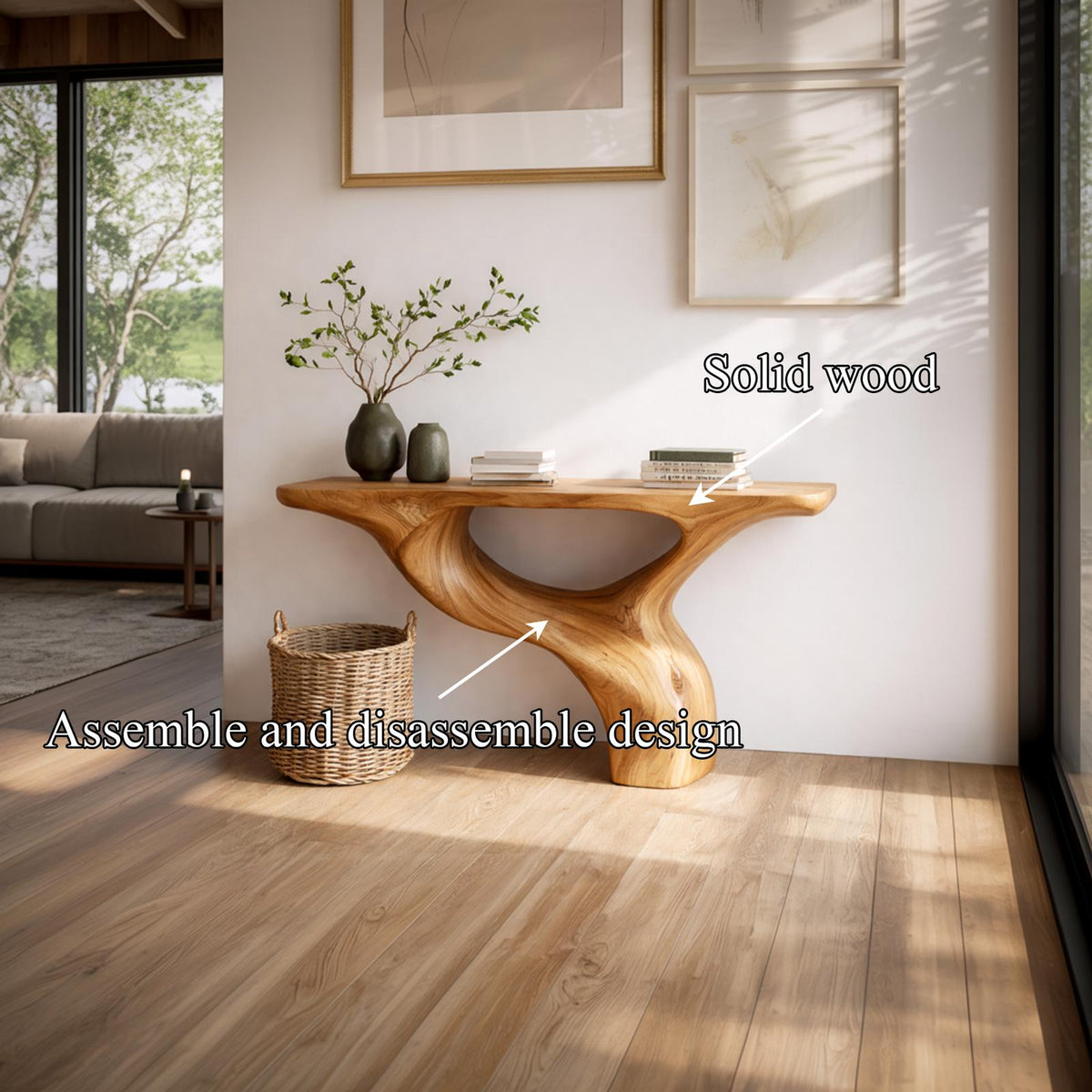 Rustic Organic Console Table Sculptural Statement Furniture For Living Room SINLKICS450