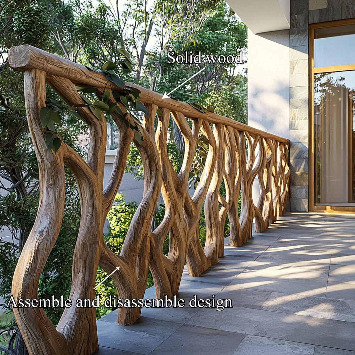 Rustic Sculptural Balcony Railing For Exterior And Terrace Area