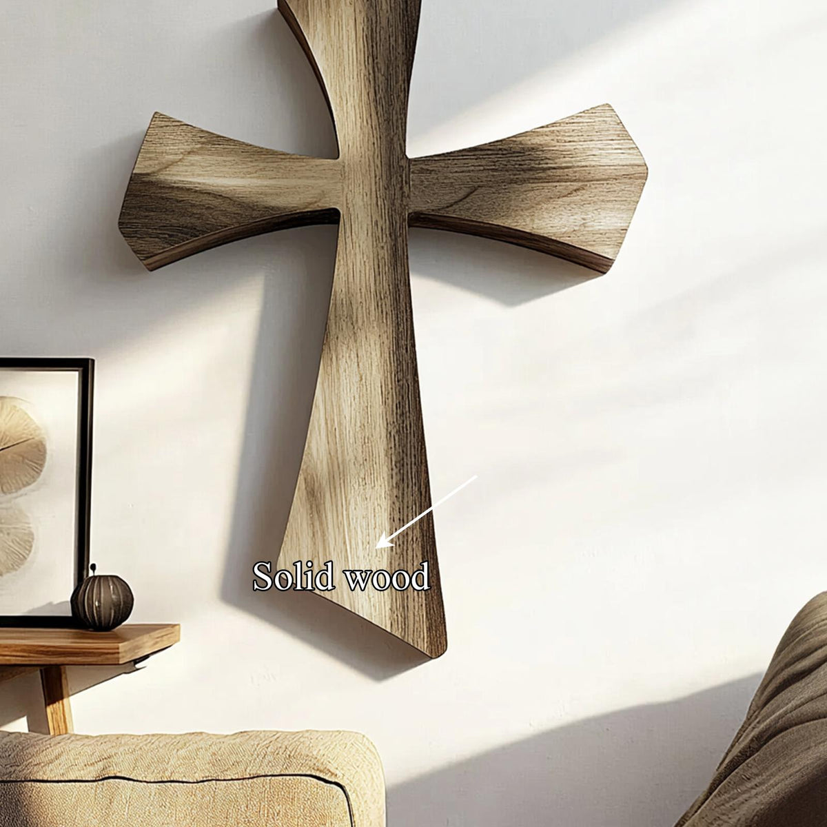 Spry Interior Rustic Faith Wooden Wall Cross, Handcrafted Spiritual Christian Hanging Art for Home Chapel, Living Room & Study SINLKIWD010