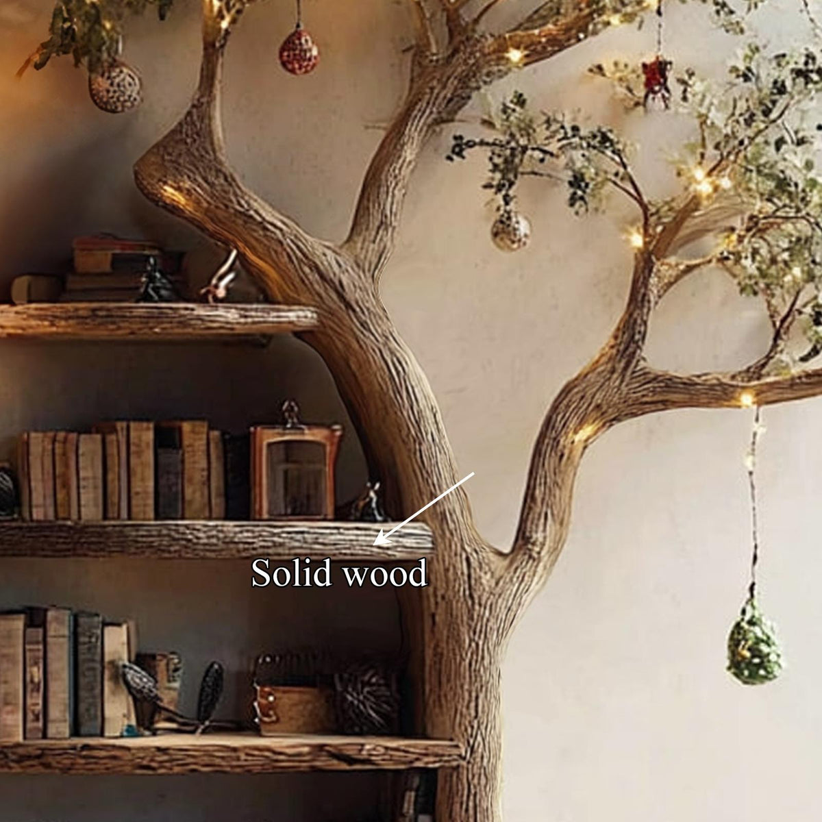 Rustic Branch Bookshelf Living Room Cozy Space