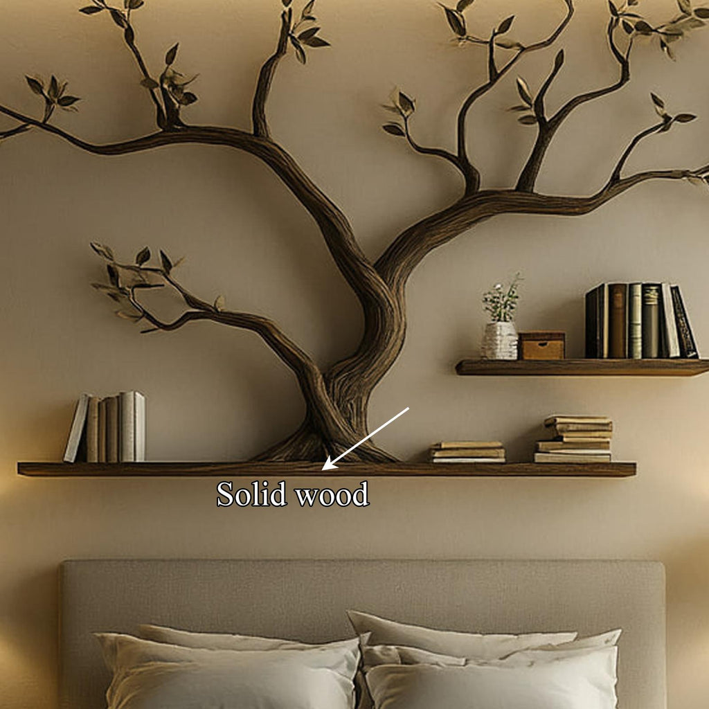 Mid Century Organic Tree Bookshelf Headboard Bedroom Design