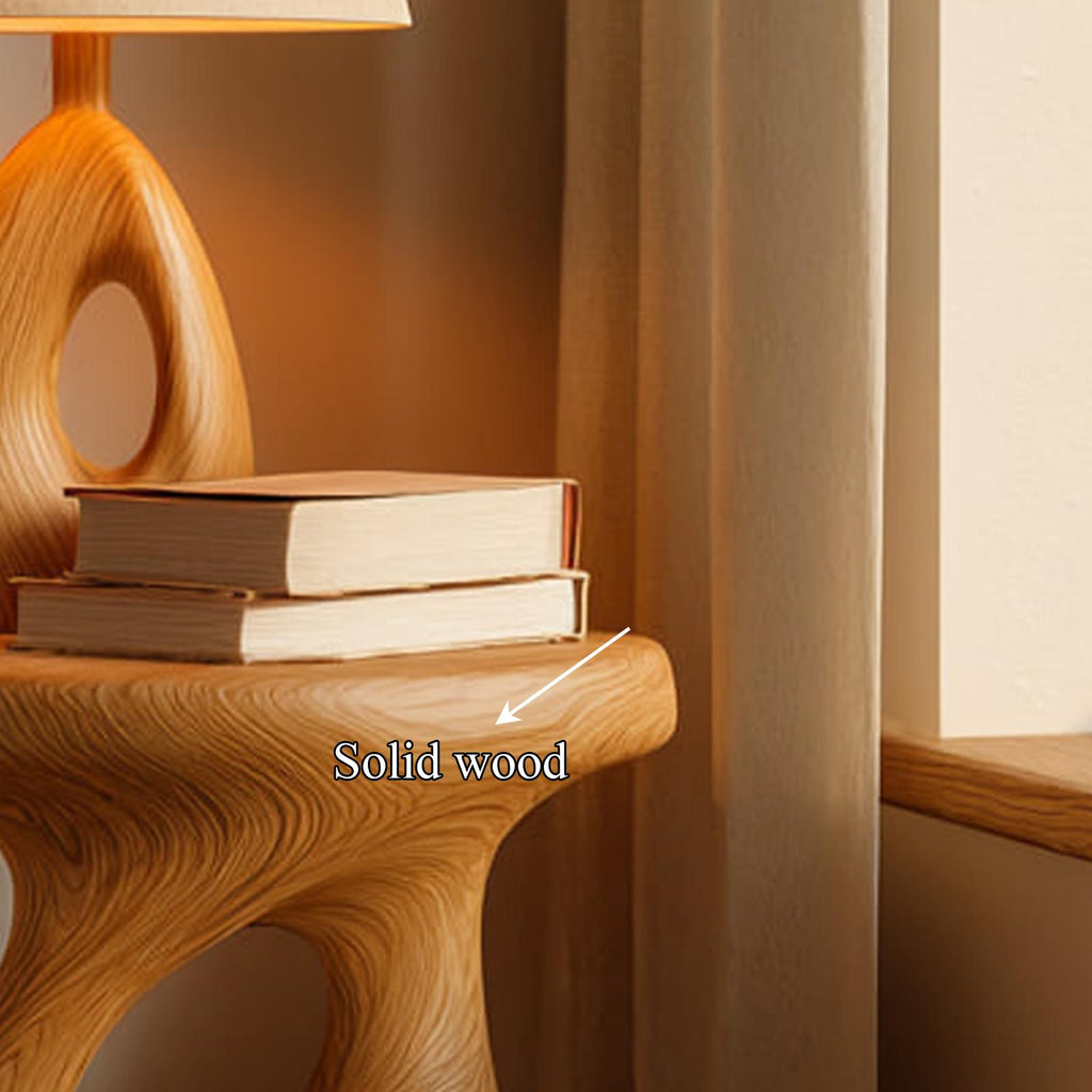Mid Century Modern Sculptural Bedside Table, Handcrafted Wood Nightstand & Accent End Table for Bedroom Furniture