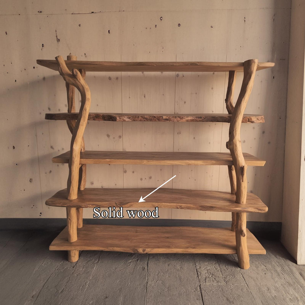 Rustic Wooden Branch Shelf Storage Living Room Or Dining Room