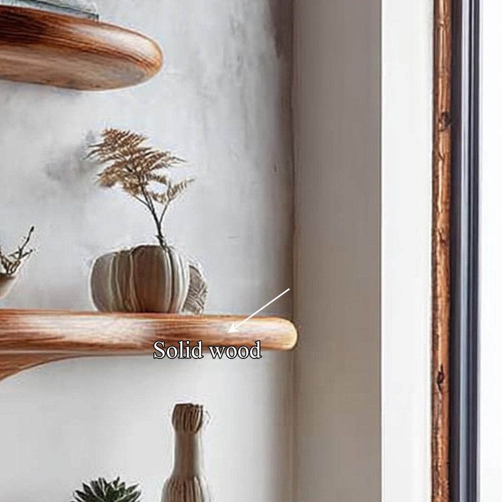 Rustic Mushroom Floating Shelves Bedroom