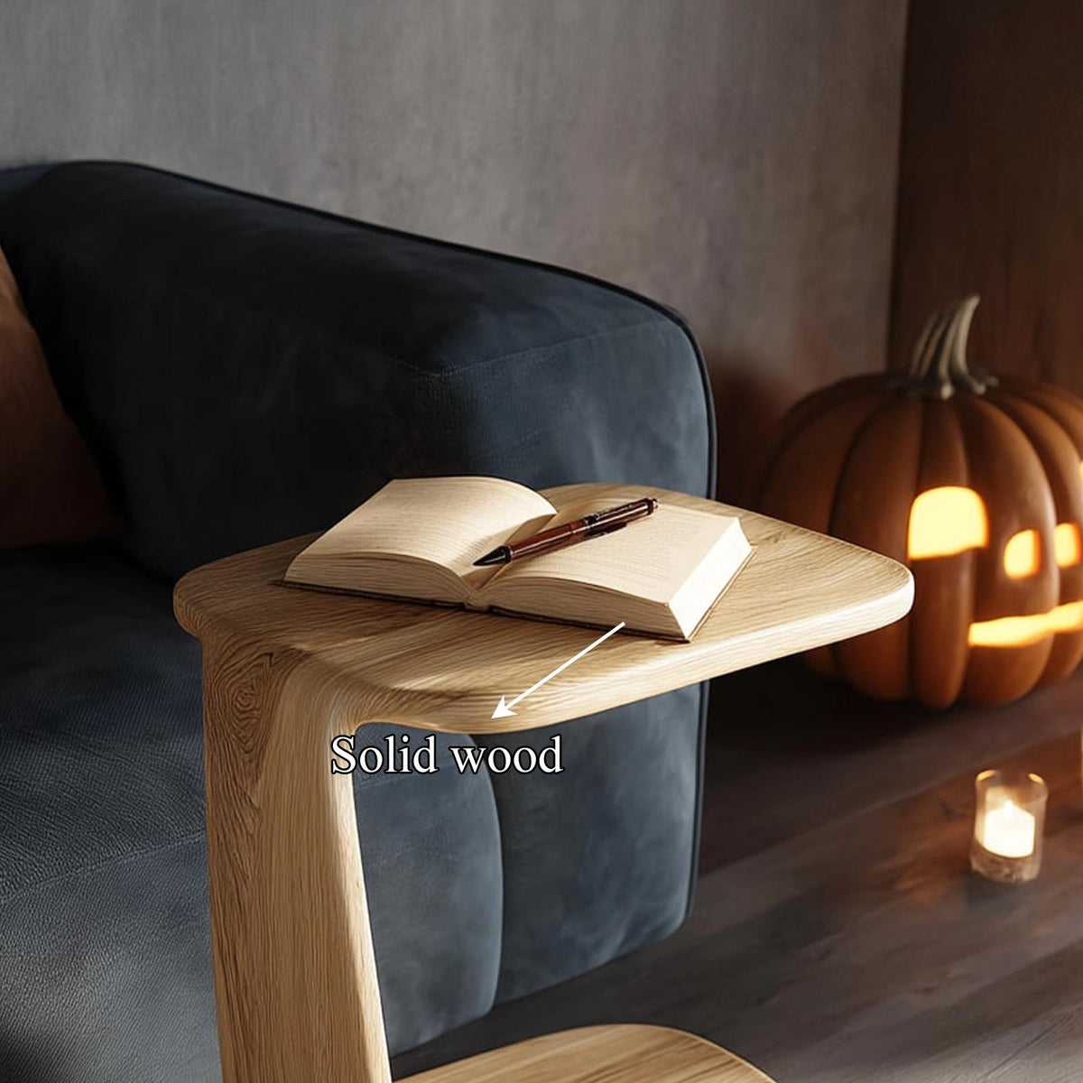 Organic Modern Side Table, Solid Natural Wood Sculptural Accent Table for Living Room, Bedside Nightstand End Table