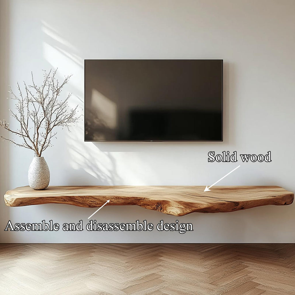 Rustic Floating TV Shelf For Living Room And Media Room