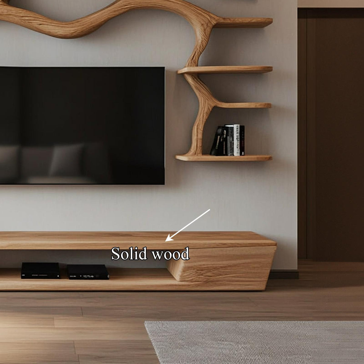Rustic Tree TV Cabinet Living Room Bedroom Wall Unit