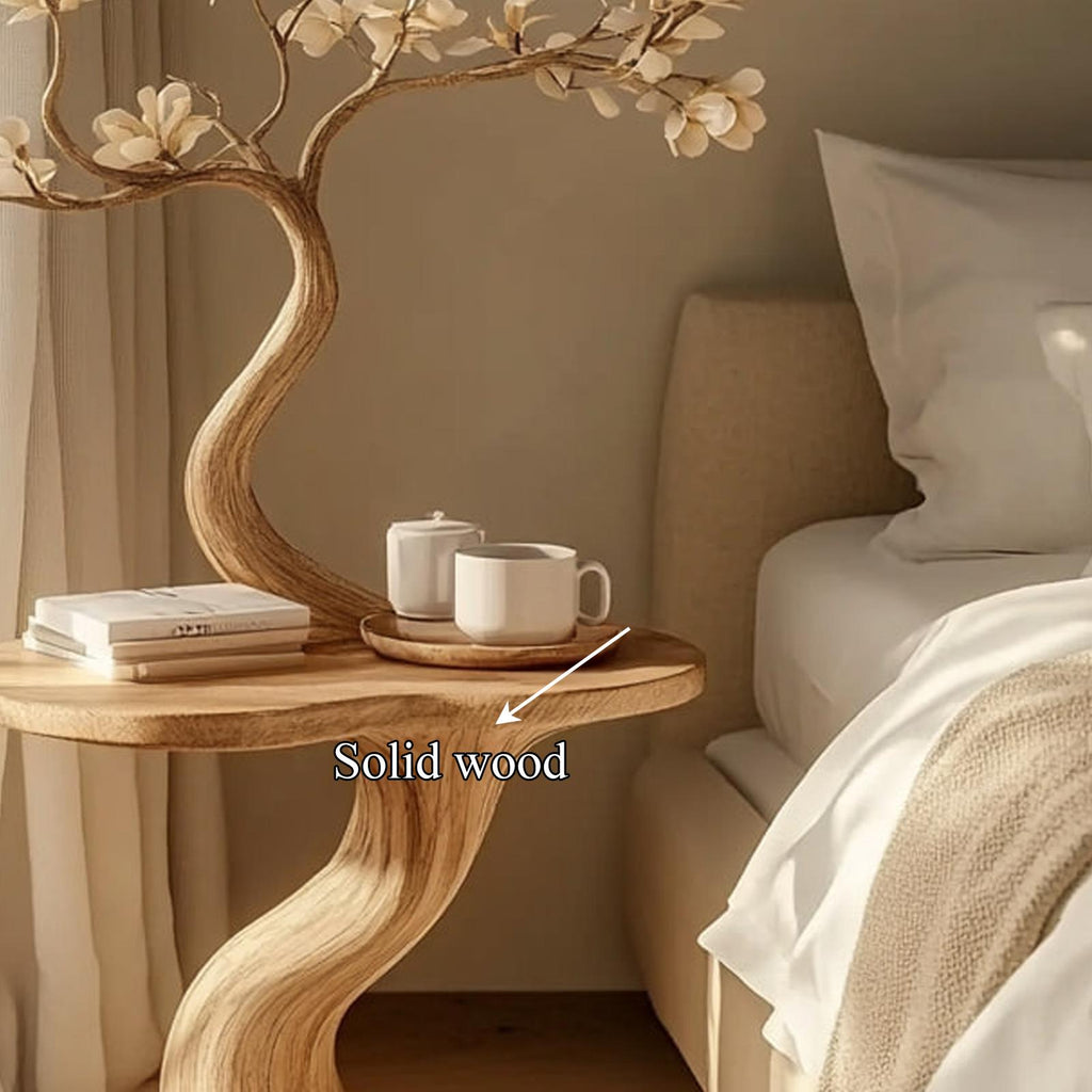 Rustic Organic Wood Nightstand, Handcrafted Bedside Table & Small End Table for Bedroom Reading Corner, Entryway