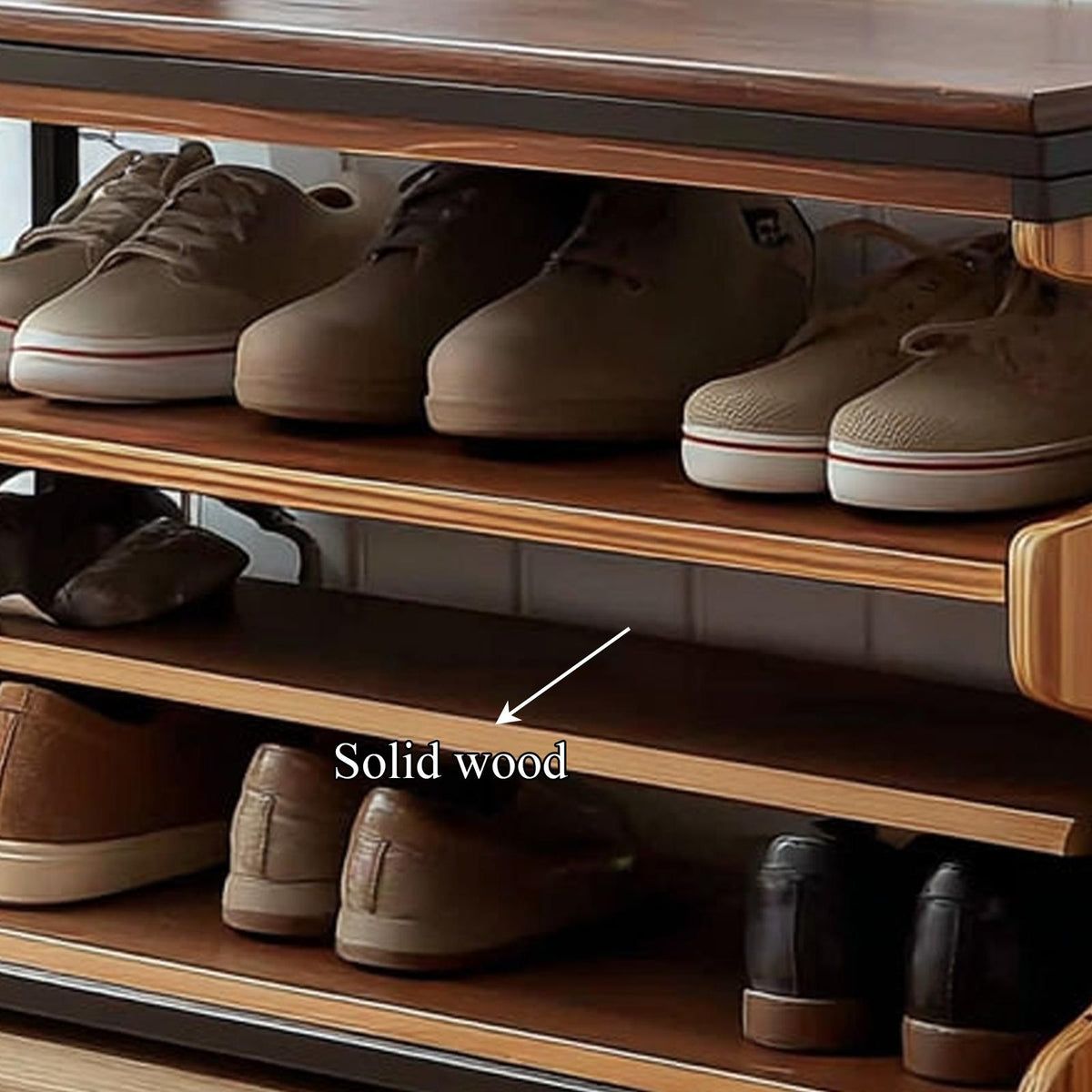 Midcentury Shoe Organizer Bench Entryway