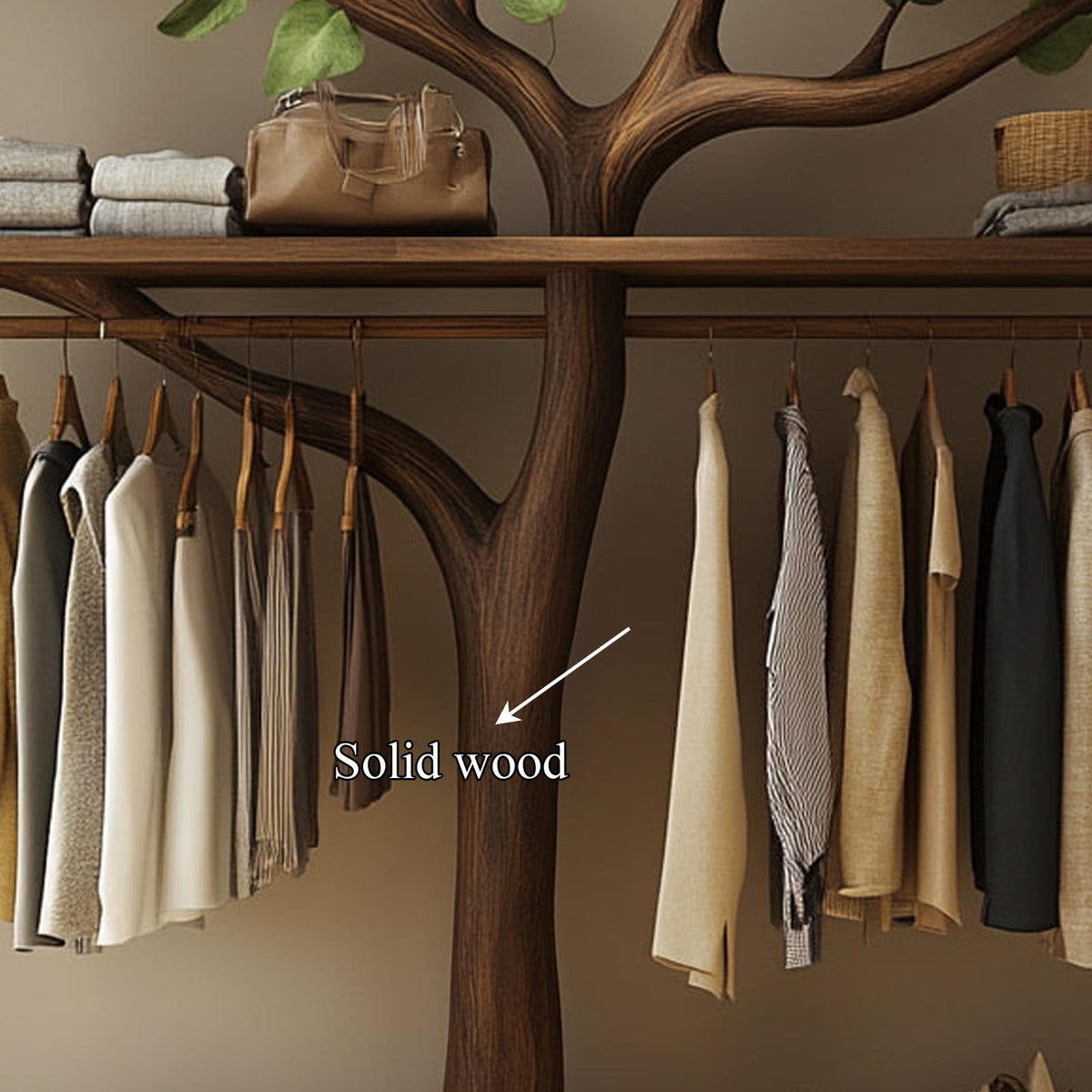 Rustic Tree Branch Wooden Clothing Rack Handmade Bedroom