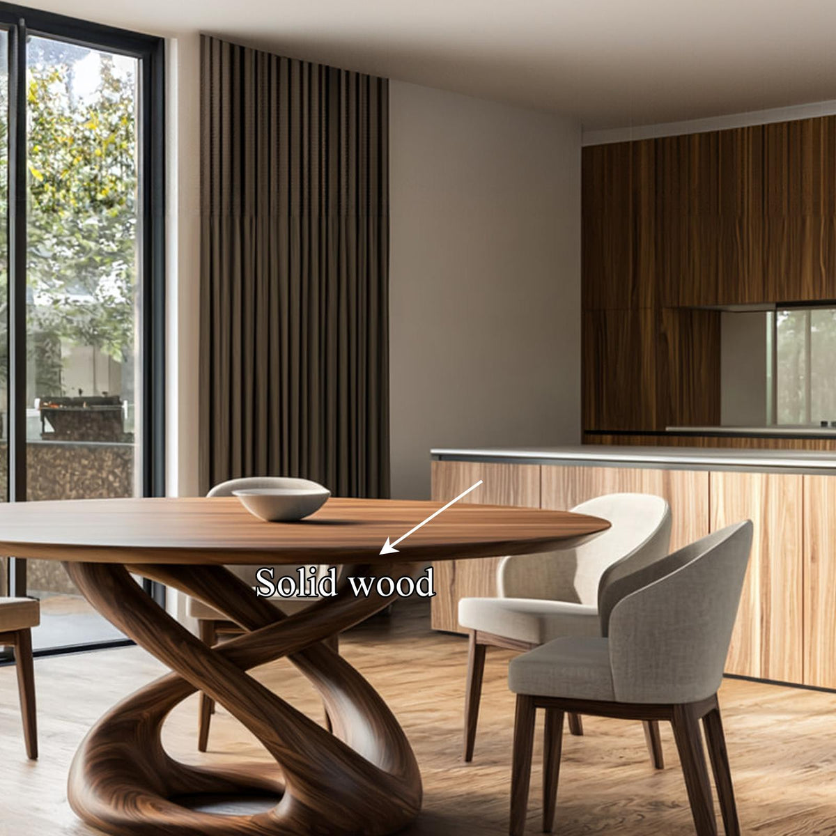 Rustic Round Dining Table Sculptural Kitchen