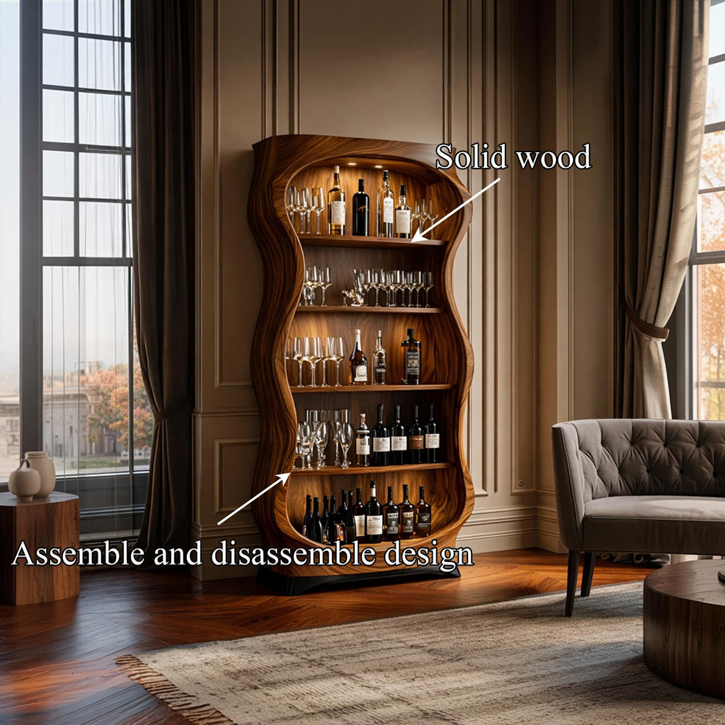 Luxury Wooden Wine Storage Cabinet Living Room SINLKISC453