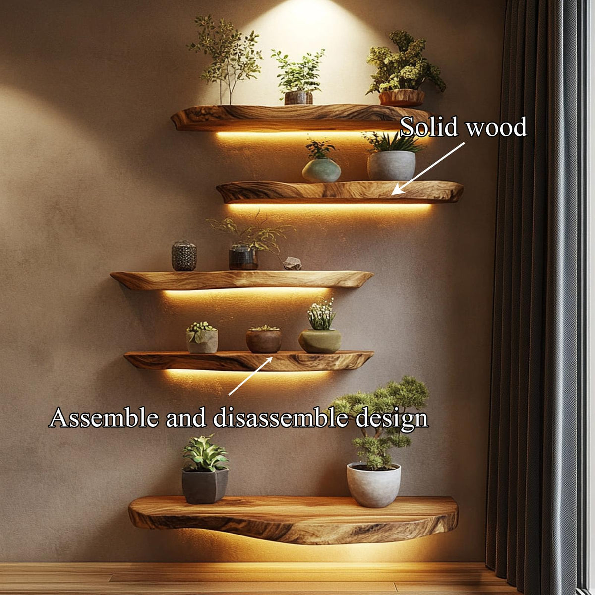 Rustic Wall Mounted Shelf For Living Room And Bedroom