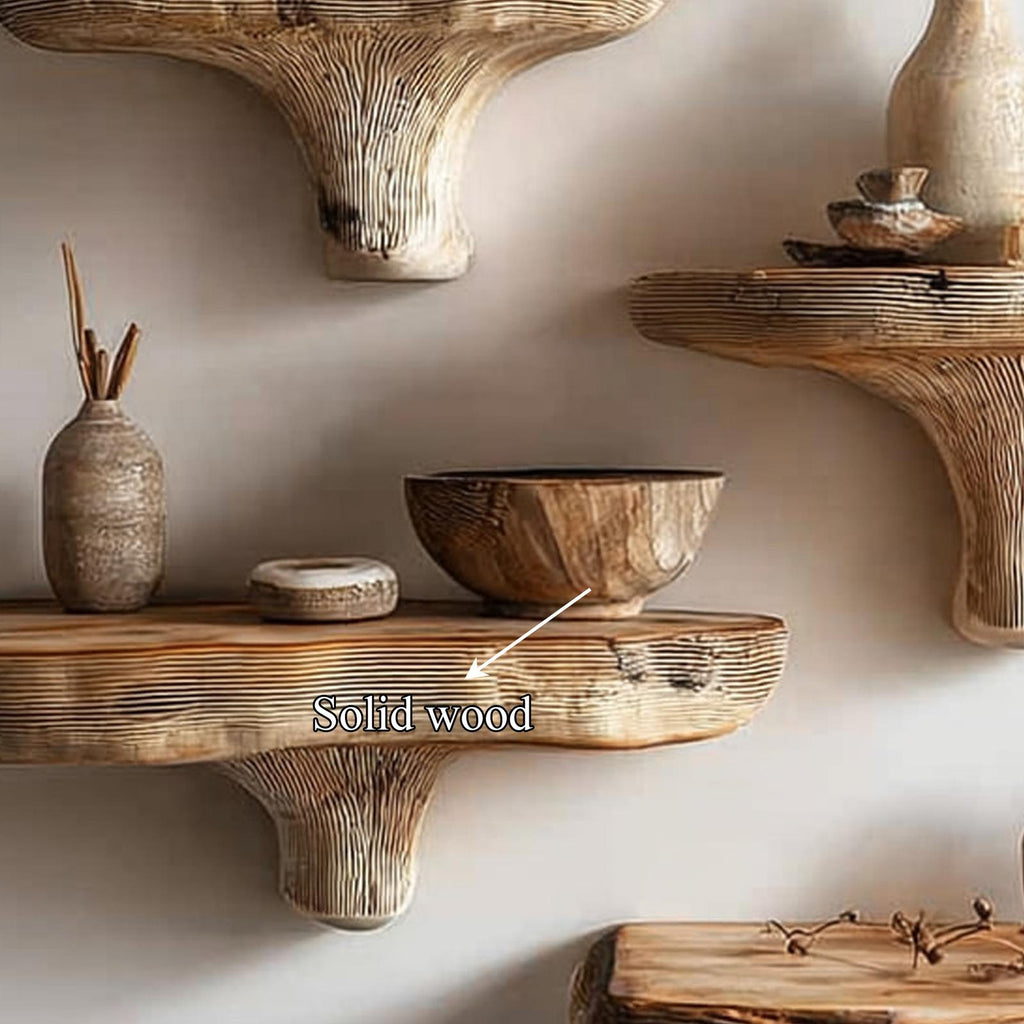Rustic Mushroom Floating Shelf Living Room