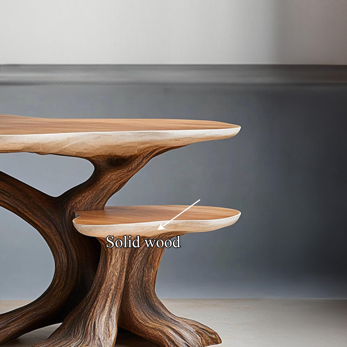 Rustic Tree Shaped Bedside Table, Handcrafted Natural Wood Nightstand & Artistic Accent End Table for Bedroom