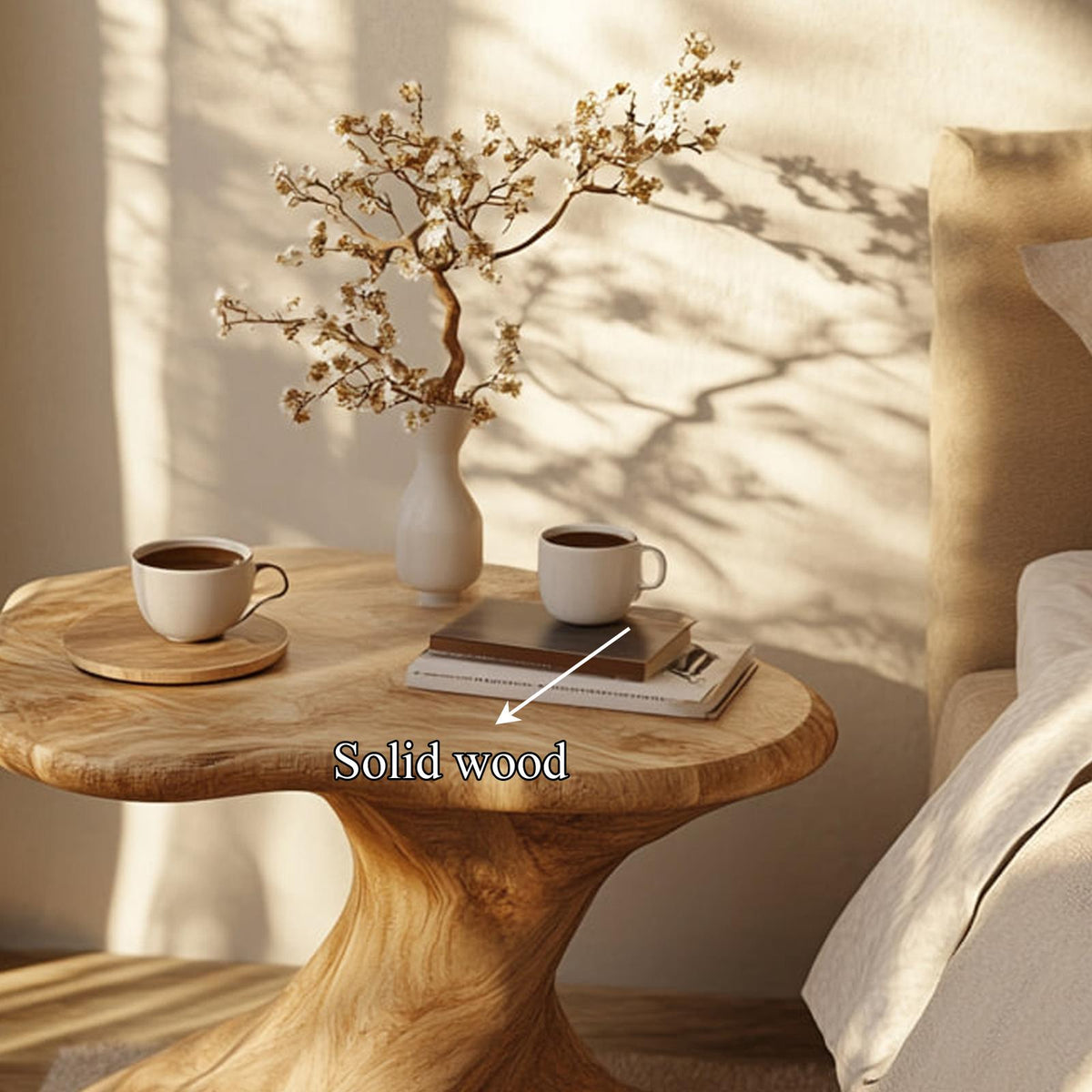 Rustic Modern Sculptural Side Table Bedroom Entryway