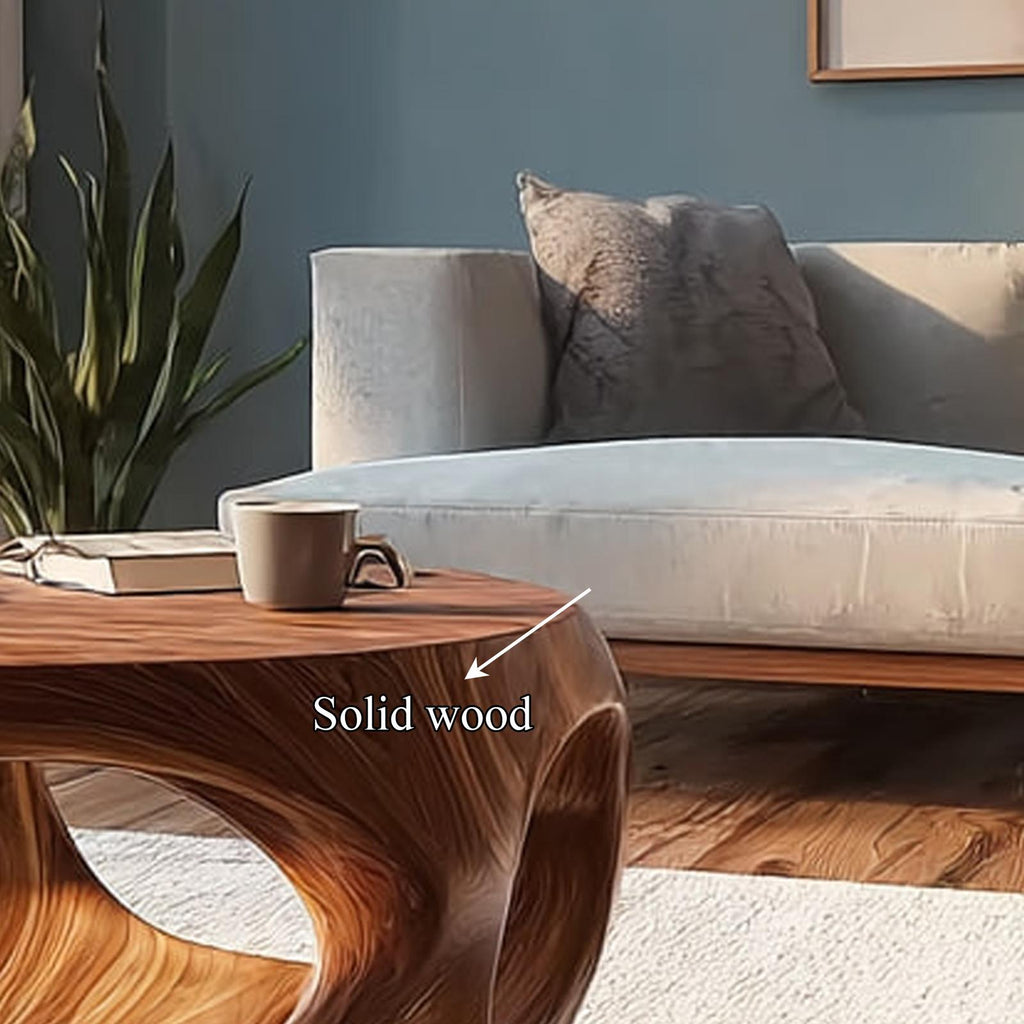 Mid Century Artistic Solid Wood Coffee Table, Living Room Handcrafted Center Table, Model
