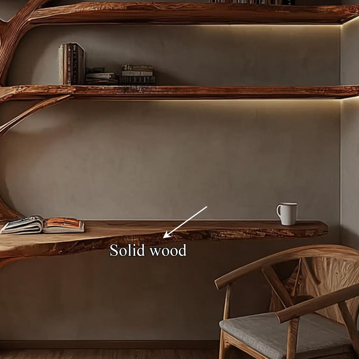 Rustic Tree Bookshelf Desk Home Office Or Reading Corner