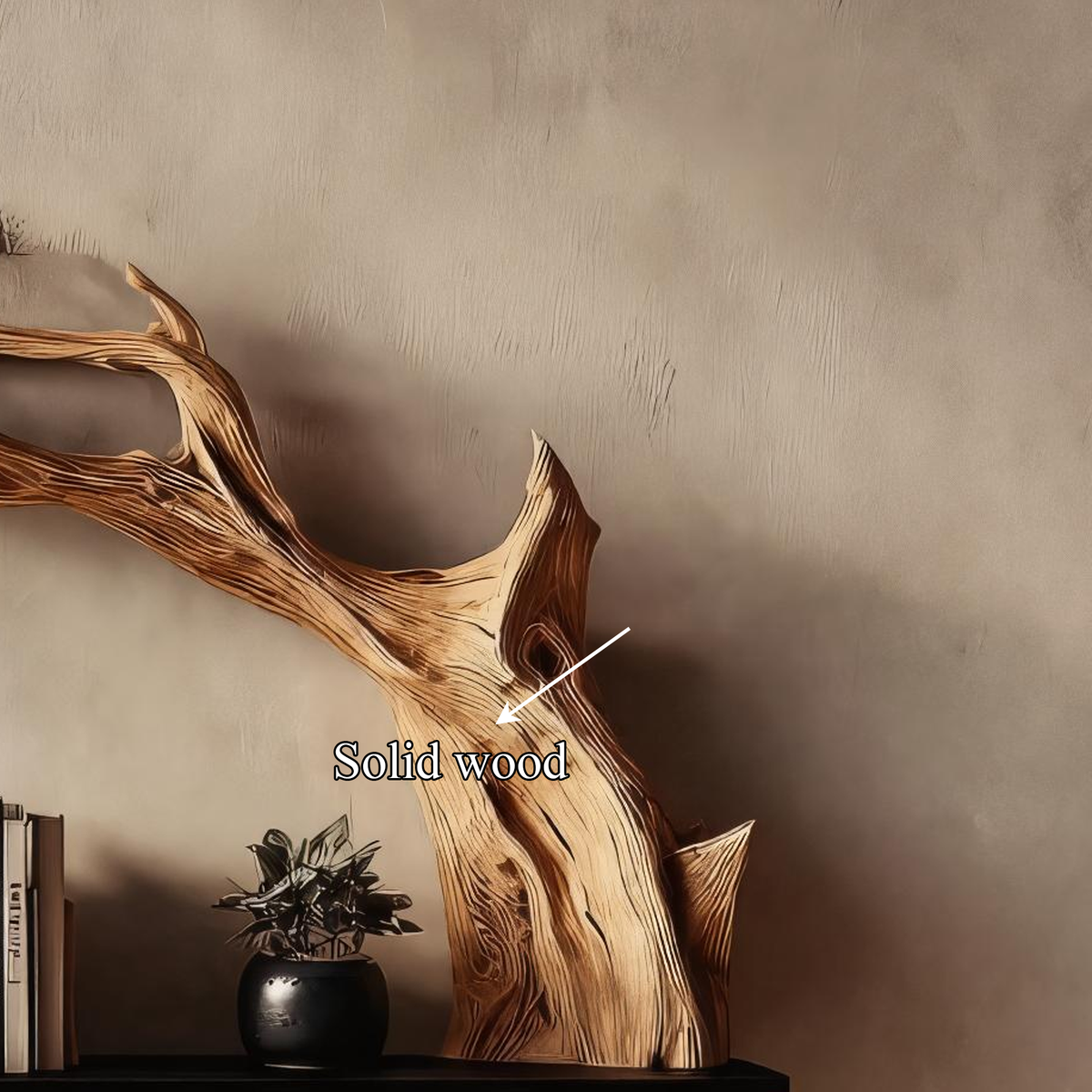 Rustic Tree Wall Shelf Unique Living Room Storage